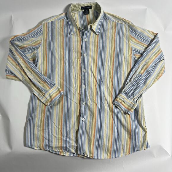 J. Ferrar Other - J. Ferrar‎ Men's Multicolor Striped Woven Cotton Button-Up Shirt Long Sleeve XL